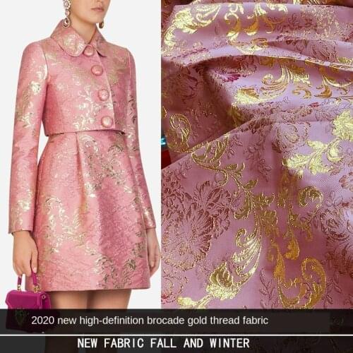 150*50CM 2020 New Autumn Pink Gold And Silver Flower Brocade Jacquard Clothing Handmade DIY Fabric Dress