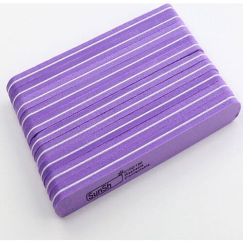 20Pcs/Lot Mini Nail Files Buffer 100/180 Purple Sanding Washable Emery Board Professional Sponge Nail Buffer Sandpaper Art Tools