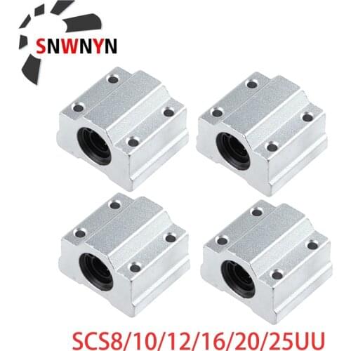 4PCS Linear Bearing Slider SC8UU SCS8UU SC10UU SCS12UU 16UU 20UU 25UU Linear Shaft Motion Ball Block Bushing CNC 3D Printer Part