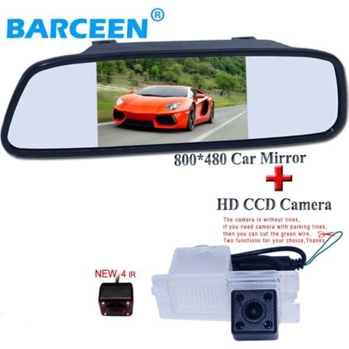 5"car rear mirror monitor with original car rear reversing camera 4 ir hd ccd image sensor for SsangYong Actyon Korando Rexton