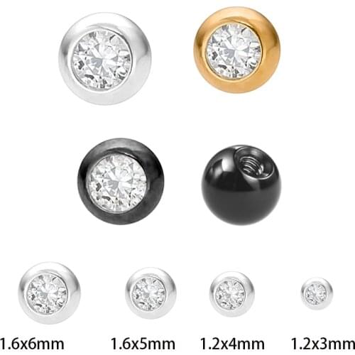 5Pcs/Lot 3-5mm Cubic Zirconia Replacement Piercing Ball Externally Threaded Gold Color Ball 16G/14 Gauge Piercing Ball Jewelry