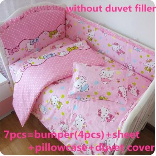 6/7PCS Cartoon Baby Crib Bedding Set Girl Boys toddler bed Cushion Cot Duvet Cover, Cartoon Baby Bed Linen Cot ,120*60/120*70cm