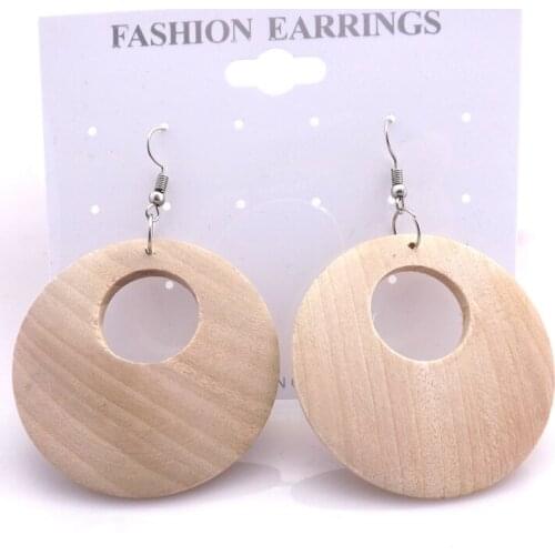 Free Shipping 40mm Original Color Round Shape Drop Earrings For Painting 12 Pairs/lot