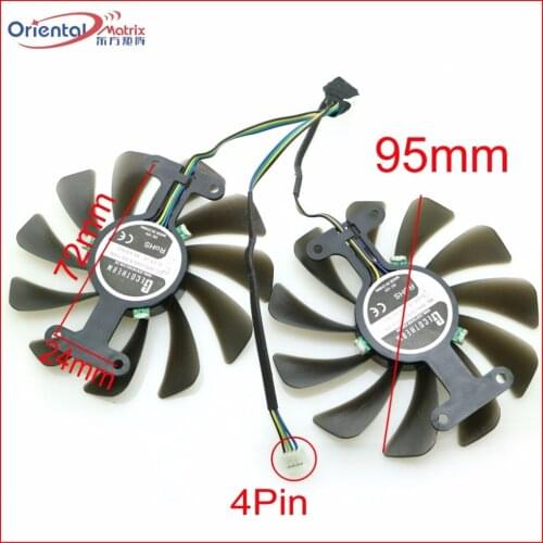 Free Shipping GF10012H12SPA 12V 0.5A 95mm 4Pin For ZOTAC GeForce GTX 1080 AMP Graphics Card Cooling Fan