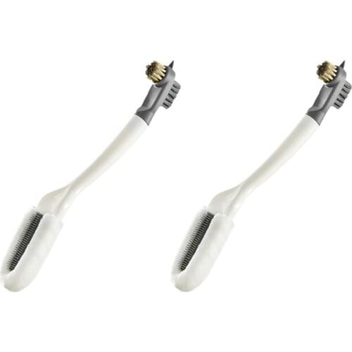 2PCS Double-Headed Shoe Washing Brush Long-Handled Household Silicone Soft Fur White Shoe Cleaning Brush