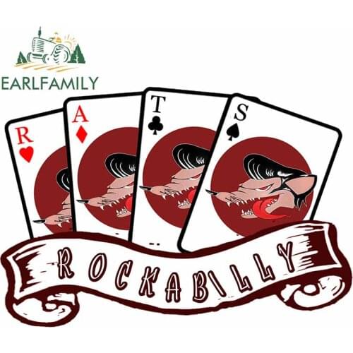 EARLFAMILY 13cm x 8.9cm for Rockabilly Rats Auto Decal JDM Accessories Waterproof 3D Stickers Windshield Creative Car Sticker