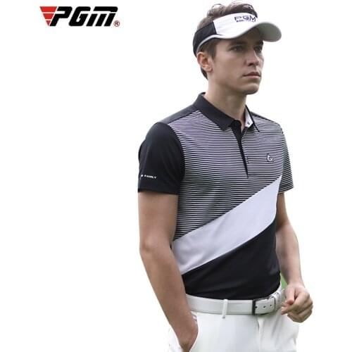 2020 PGM New mens golf T-shirt summer twill breathable top Sportswear Fashion Quick Dry Short Sleeve Button collar Golf Shirt