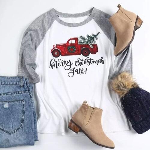 Women Cute Female Tshirt T Tops Cute Winter Tee Spring Cool Merry Christmas Y'all Women T-shirts Tee Top