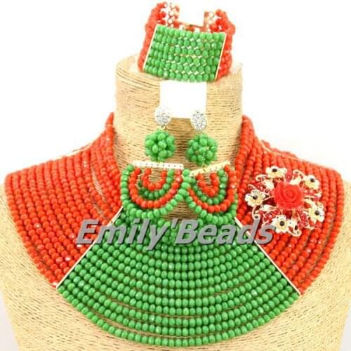 Indian Wedding African Crystal Beads Jewelry Sets Costume Nigerian Beads Jewelry Sets Fashionable Free Shipping AEJ908