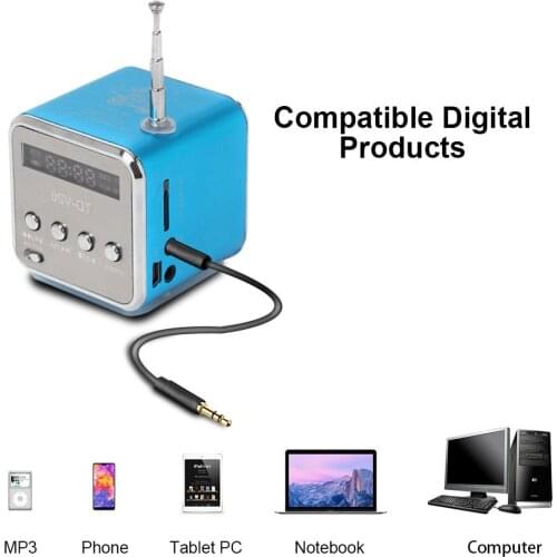 TD-V26 Mini Radio Receiver Digital Portable Radio FM with USB Spearkers for PC Phone Mp3 Music Player Support SD/TF Card