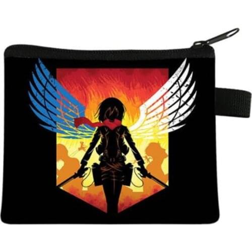 Attack On Titan Short Wallet Girls Boys Anime Accessories Fabric Zipper Purses Coins ID Card Pocket Bags Poucht Students Gift