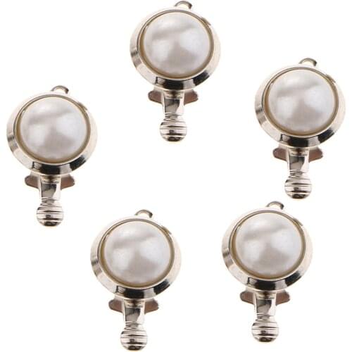 5 Pieces Round Locket with Imitation Pearl Clasp Connector DIY Jewelry Making Craft Bracelet End Clasps
