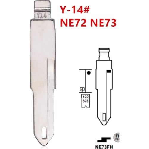 10pcs Y-14# NE36 NE72 NE73 Metal Uncut Blank Flip Remote Key Blade for Renault Peugeot Citroen for keydiy KD xhorse VVDI JMD