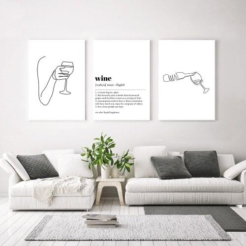 Minimalist Abstract Line Wine Glass Canvas Painting Wall Art Nordic Posters and Prints Wall Pictures for Living Room Decoration