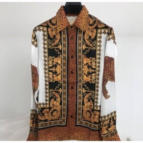 2021 new fashion luxury leopard royal brand print shirt designer clothing gothic famous punk cotton casual for men