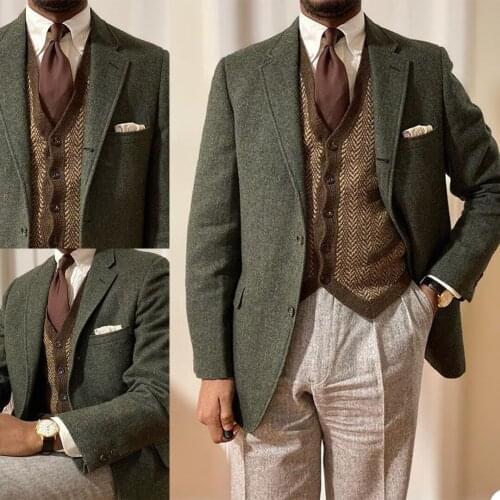 England Style Men Tuxedos Vintage New Design Handsome Blazer Smart Casual Business Wedding Party Groom Suit Coat 1 Piece