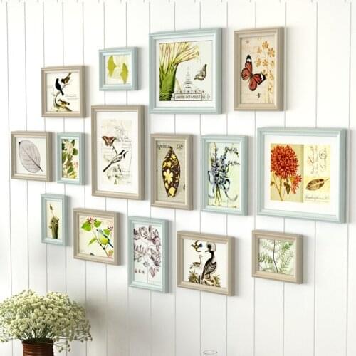 Chocolate and White Frames Set for Home Decor 15 Pcs Photo Frame Wall Frameworks Photos Wooden Picture Frames Porta Retrato Q