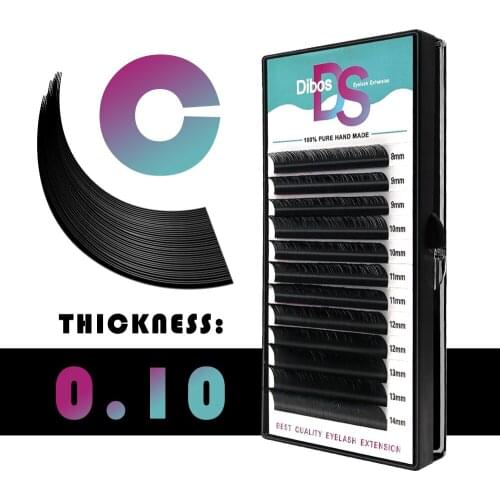 Dibos All Sizes False Eyelash Extensions maquiagem 010 C curl Mink Black Material 1 Tray/Lot free shipping for lashes