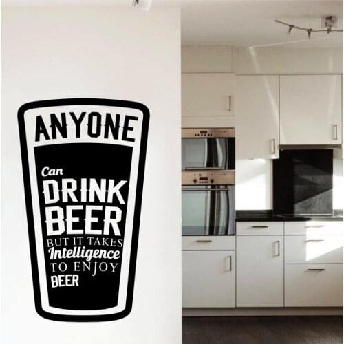 Wall Decal Vinyl Sticker Alcoholic Intelligence Cup Beer Wall Decoration Living Room Art Design Bedroom Quote Decor DIY WW-329