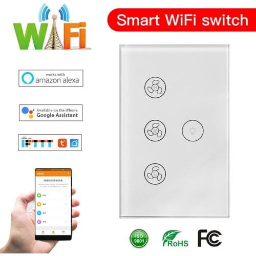 Wall Touch Light Controller WiFi Smart Ceiling Fan Switch Smart Eletronical Lamp Switch For Alexa For Google Home Accessories
