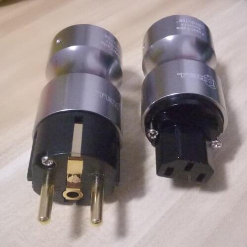 Hi-End pair Krell CRYO-156 Gold plated EU Schuko Power Plug socket IEC Female connector for hifi audio AC power cord