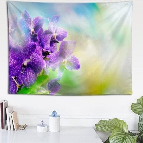 Custom Orchid Flowers Tapestry Wall Hanging Tapestries Forest Tapestry Bedspread Yoga Mat Blanket Bed Table Cloth