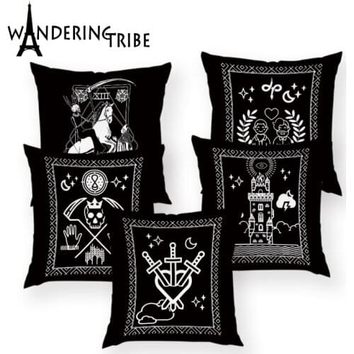 Frightening Black and White Pattern Pillowcases on Cushions Printed Portrait Decorative Pillows for Sofa Skull Farmhouse Decor