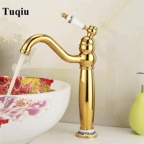 Basin Faucets gold Solid Brass Bathroom Sink Faucet With Ceramic Single Handle Hole Wash basin Mixer Tap WC Taps