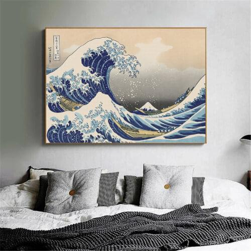 Japanese style Kanagawa Surf Canvas Painting Impressionist Poster Wall Art F Living Room Katsushika Hokusai Poster Home Decor