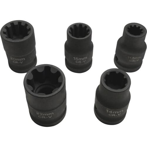 5pcs Brake Caliper Sockets 11.5mm 15mm 20mm 14mm 22mm 1/2" square drive for Audi
