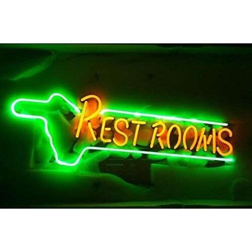 19“x8" Rest Rooms Arrow Toilets Men Women Neon Light Lamp Sign Handmade Glass Decorate Home Room Windows Display Artwork Tube