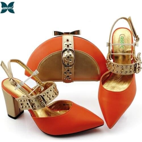 2020 NEW Shoes woman platform for African Ladies Italian design Shoes and Bag Set Decorated with Rhineston Metal Decoration