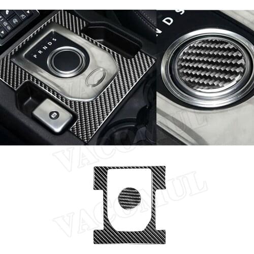 Carbon Fiber Interior Trim Gear Shift Button Panel Frame Cover Sticker For Land Rover Discovery 4 LR4 2010-2016 Car Accessories