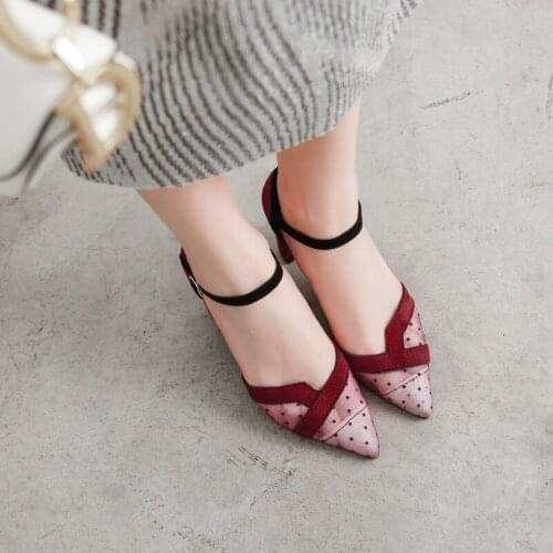 Fashion 2020 Mesh Peep Toe Sandals Sexy Heels Single Shoes Lace Pumps Woman High Heel Fashion Women Shoes Platform LadiesU22-19