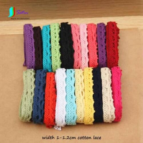 1-1.2cm 20yards Random Mix colorful Cotton Lace Trims DIY Hometexile Clothes Edge Wrapping Cotton Ribbon Tape Cotton lace S0161H