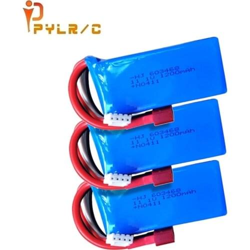 1-2-3PCS 11.1V 1200MAH 603468 lithium battery with T plug for WLtoys WL915 High Speed RC F1 Racing Boat