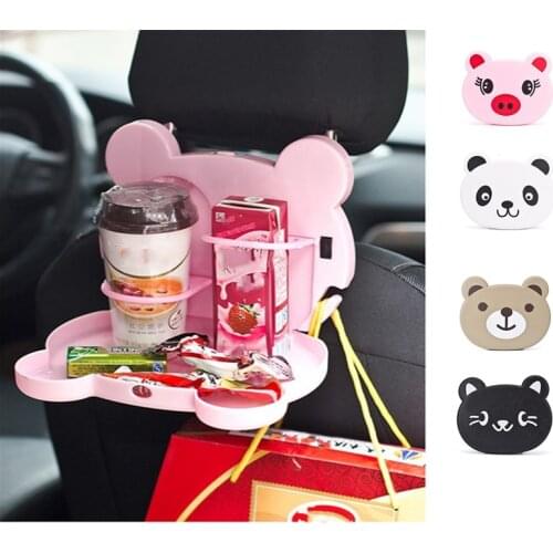 1Pc Folding Universal Cute Car Bracket for Food Tray Drink Holder Auto Back Rear Seat Table Tray Phone Holder Car Storage Box