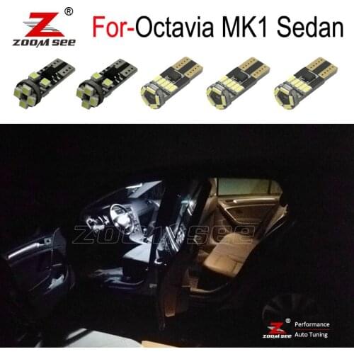 11pc LED plate lamp + LED bulb Interior dome map Light Kit for Skoda for Octavia MK 1 MKI Sedan RS 1U2 (1996-2004)