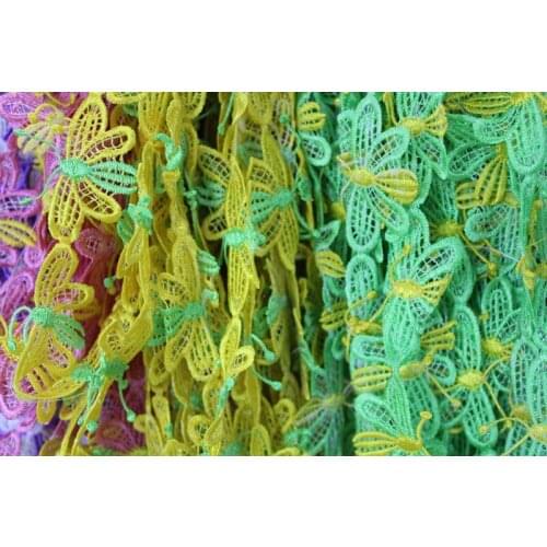 15 Yard/Lot Embroidery Butterfly Lace Trimming Ribbon Garment Accessories Guipure Lace Fabric Sewing Trim Wedding Lace LS-7733