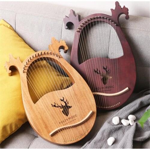 16-note Lyre Harp Set Hard Mahogany Hard Portable With Tuning Wrench Black Storage Bag Harp Set Perfect Gift For Friends
