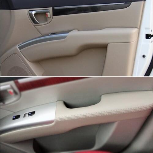 Car Microfiber Leather 2pcs Front Door Armrest Panel Cover Trim For Hyundai Santa Fe 2006 2007 2008 2009 2010 2011 2012