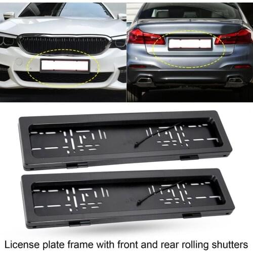 2Pcs Front Rear License Plate Frame Roller Shutter Electric Remote Control License Plate Holder for European Standard Electric N
