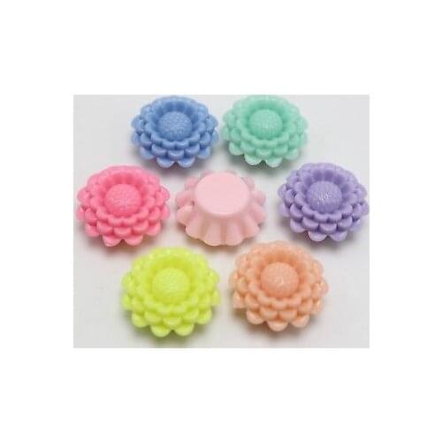 20 Mixed Pastel Color Acrylic Sunflower Beads 25mm FlatBack Jewelry Making