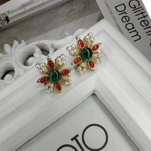 2020 Sale Real Earings Brincos Qingdao Europe And America Ornament Carved Cross Ruby Retro Flower Female Earrings 925 Needle