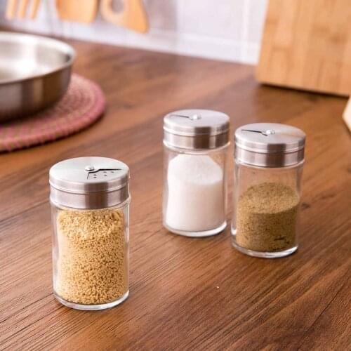 3Pcs Glass Spice Jar Can Salt and Pepper Shakers Spice Container Seasoning Bottle Pot Barbecue BBQ Condiment Kitchen Cruet