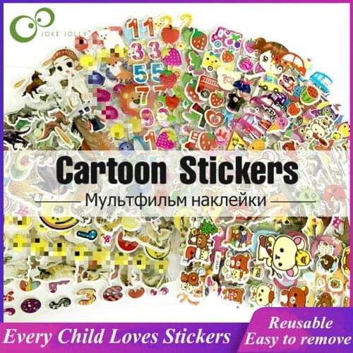 3D Puffy Bubble Stickers Cartoon Princess Animals Waterpoof DIY Baby Toys for Children Kids Boy Girl Christmas New Year Gift GYH