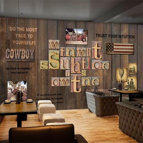 Beibehang Custom 3D wallpaper retro vintage wooden striped frame painting Creative Gear Brick Wallpaper Theme Background Mural
