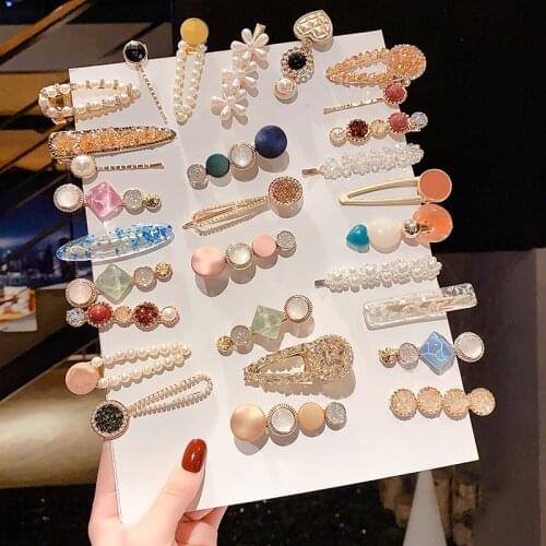 5Pcs/Set Korean Hair Clips For Women Arcylic Side Pearl Hairclip Trendy Hairpin Jewelry Female Hair Stick Gifts Hair Accessories