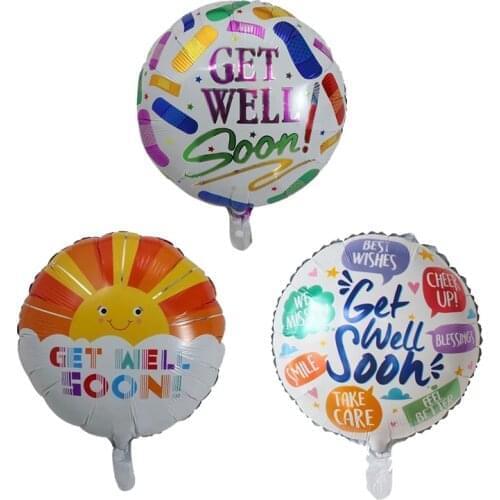 50pcs 18inch GET WELL SOON Round Balloons Best Wishes Foil Balloons Party Supplies Helium Globos Ramadan Inflatable Decorations