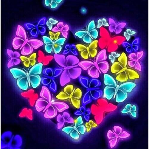 5D DIY Diamond Painting Cross Stitch Mosaic Needlework Butterfly heart Square or round Rhinestones 3D Embroidery Home Decor Y054